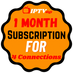 1 Month IPTV Subscription for 4 Connections